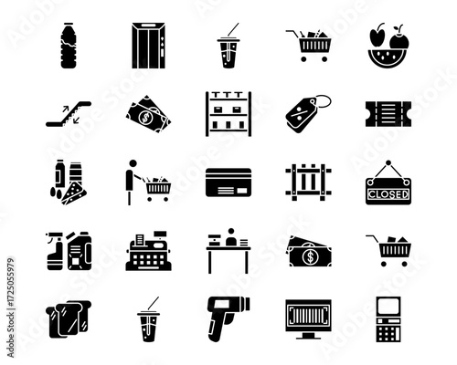 Supermarket Line Vector Icons