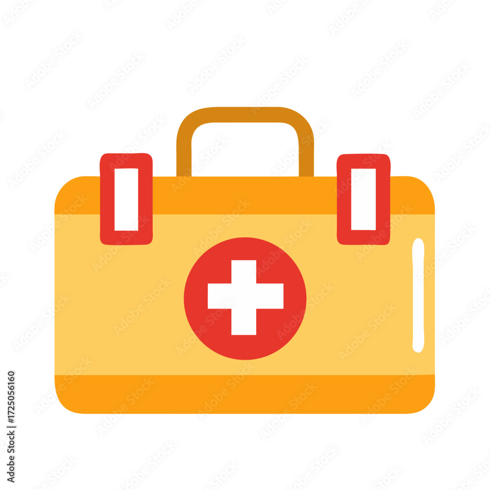 Obraz premium First aid kit icon in flat style with red cross