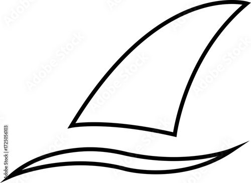 Shark fin moving icon, Silhouette bold and minimal in Water for Ocean and Danger Themes, depicting marine life suitable for logos, transparent . icons, or nautical designs, mobile apps or ui