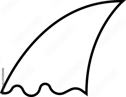 Shark fin moving icon, Silhouette bold and minimal in Water for Ocean and Danger Themes, depicting marine life suitable for logos, transparent . icons, or nautical designs, mobile apps or ui