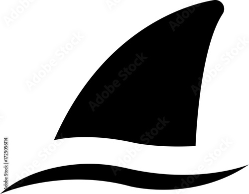 Shark fin moving icon, Silhouette bold and minimal in Water for Ocean and Danger Themes, depicting marine life suitable for logos, transparent . icons, or nautical designs, mobile apps or ui