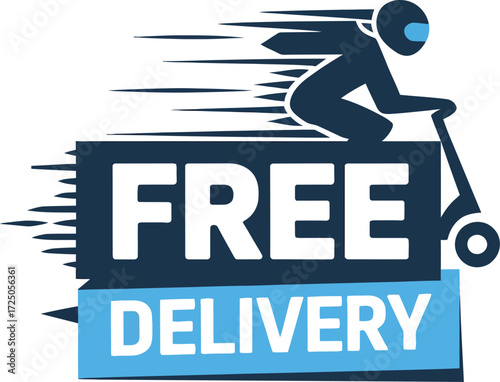 Fast free delivery scooter service icon speed motion express logistics symbol