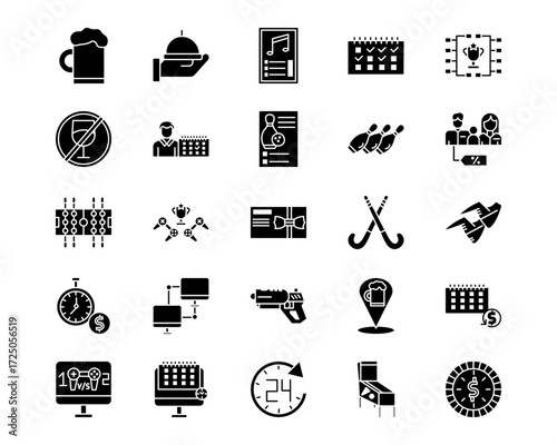 Bowling Line Vector Icons