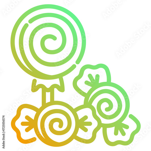 Lollipop. This is a vector single icon with a dashed line gradient style. It is suitable for various purposes, including website design, mobile app design, and logo design.