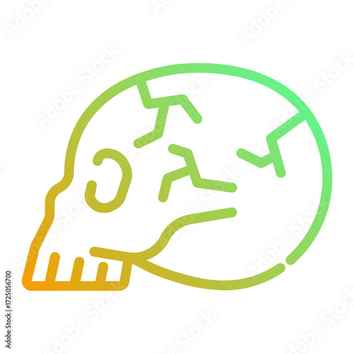Skull head. This is a vector single icon with a dashed line gradient style. It is suitable for various purposes, including website design, mobile app design, and logo design.