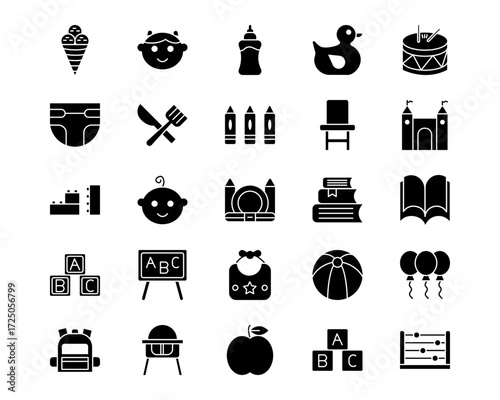 Kindergarten Line Vector Icons