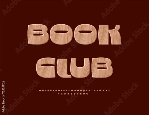 Vector Educational icon Book Club. Cool Font. Bright Abstract Alphabet Letters and Numbers 