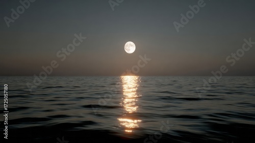 Moonlit ocean whispers mystical secrets, mirroring skies' luminescence, perfect for Midsummer Night celebrations and maritime lore enthusiasts