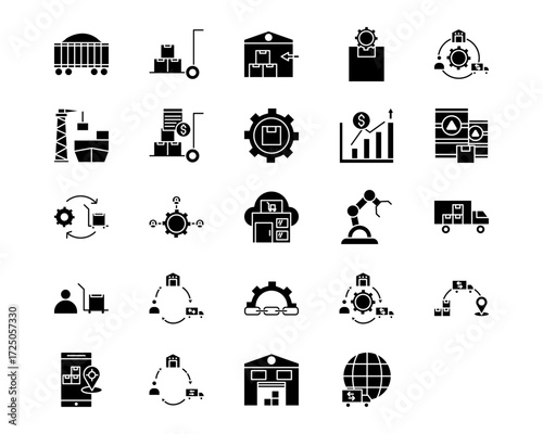 Supply Chain Line Vector Icons