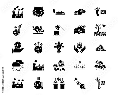 Global Warming Line Vector Icons