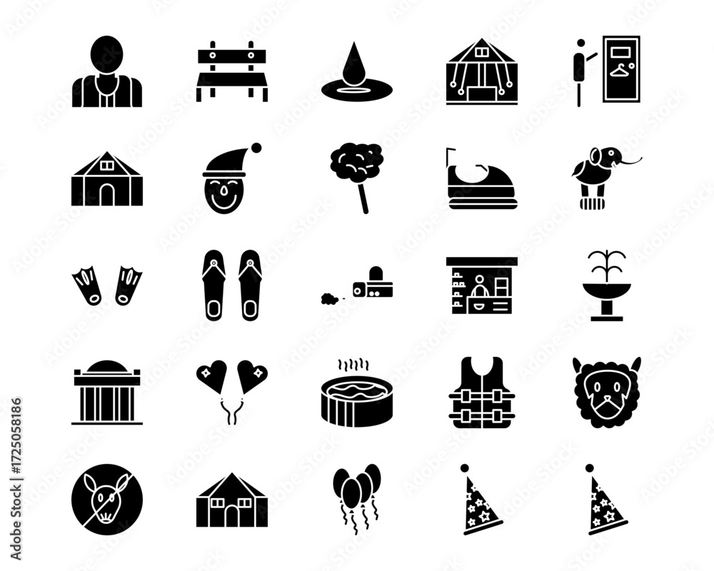 Naklejka premium Water Park Line Vector Icons