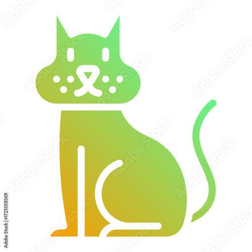 Black cat. This is a vector single icon with a solid gradient style. It is suitable for various purposes, including website design, mobile app design, and logo design.