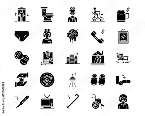 Nursing Home Line Vector Icons
