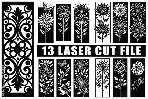 Laser cut floral panel designs for crafts projects