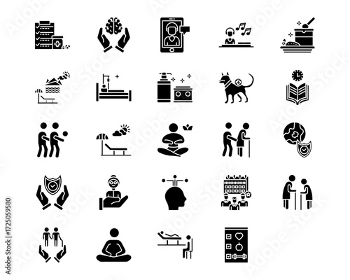 Elderly Care Line Vector Icons