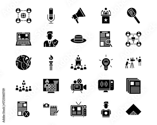 Press Freedom Day Line Vector Icons