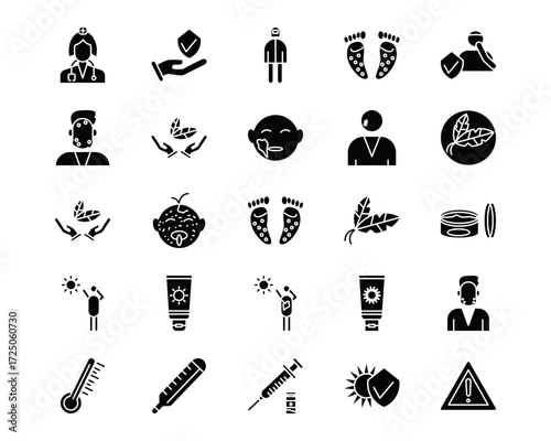 Skin Burns Line Vector Icons