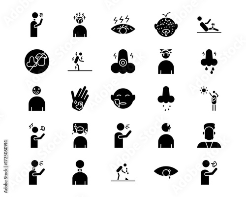 Allergy Symptoms Line Vector Icons