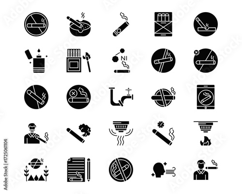 Smoking Line Vector Icons