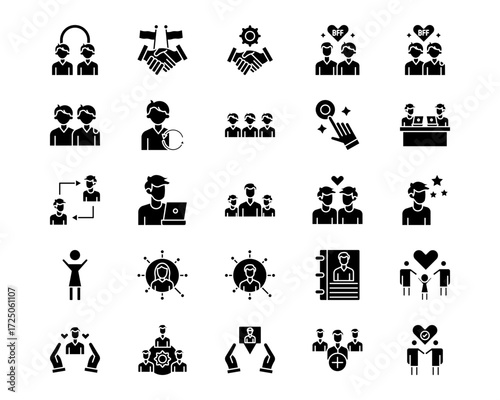Social Relationship Line Vector Icons