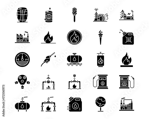 Oil And Gas Line Vector Icons