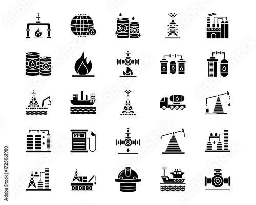 Oil And Gas Line Vector Icons