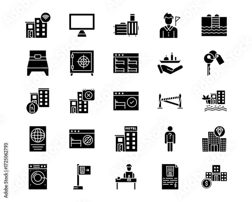 Hotel Management Line Vector Icons