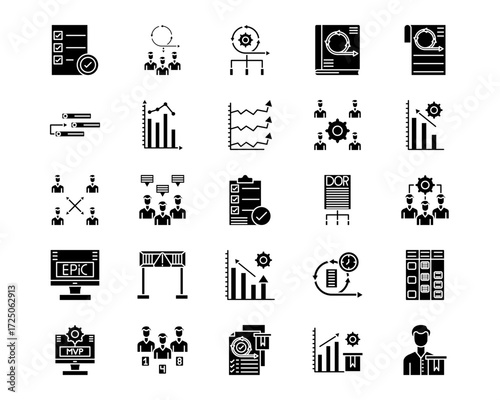 Scrum Development Line Vector Icons