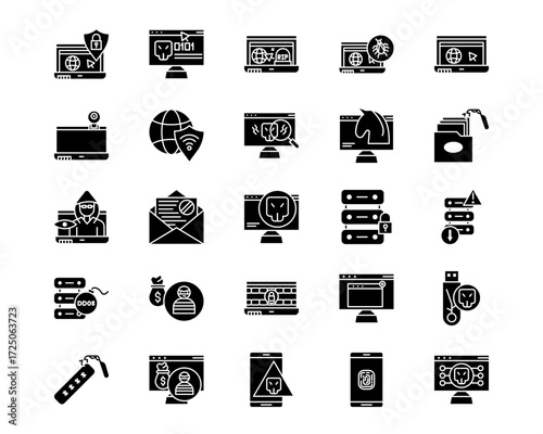 Cyber Security Line Vector Icons