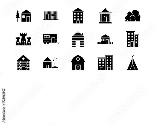 Type of Houses Line Vector Icons