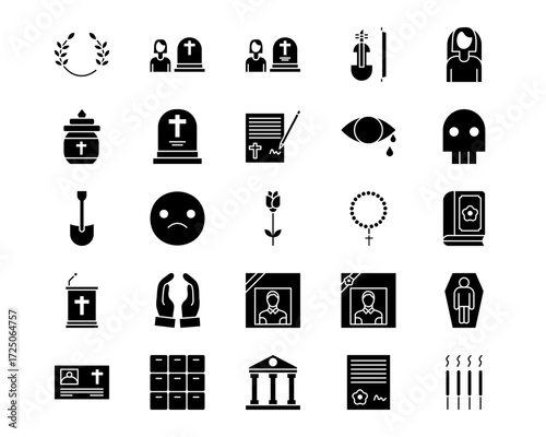 Funeral Line Vector Icons