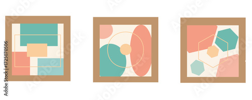 Wall art vector set, collection of framed paintings and posters for interiors