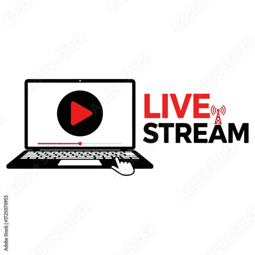 Live Stream Online Video Playback on Laptop Computer.