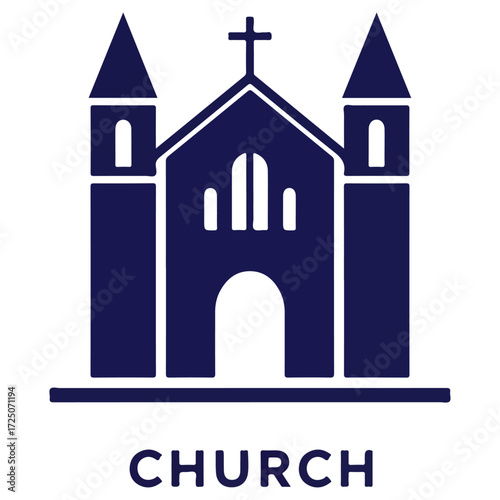 Elegant Church Icon Depicting Religious Architecture and Faith.