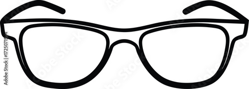 black eyeglasses folded lens reflection vision accessory on transparent background
