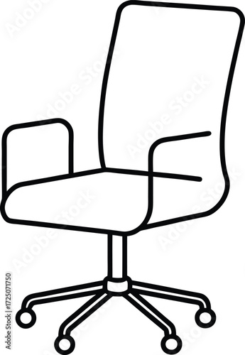black office chair ergonomic design furniture comfort seating on transparent background