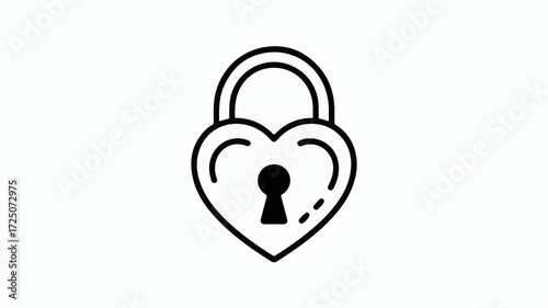 Elegant heart shaped padlock icon, perfect for conveying security, love, and commitment, ideal for dating apps, wedding designs, or secure online platforms
