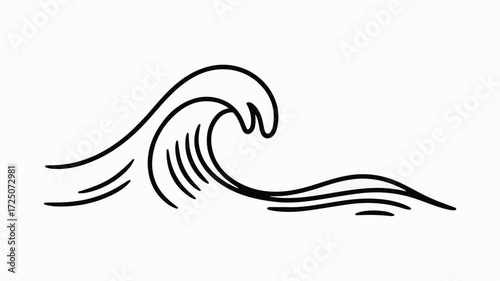 Minimalist wave illustration perfect for coastal designs, nautical themes, or serene backgrounds, offering a calming and elegant touch to any project