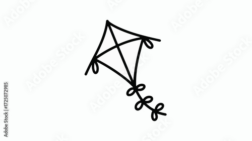 Whimsical kite design for children's books and summer themes, a simple yet playful graphic originally in scalable vector format for versatile design projects