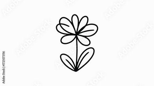 Delicate floral bloom design, minimalist single line drawing perfect for spring designs and wedding invitations, an elegant and timeless touch for your project