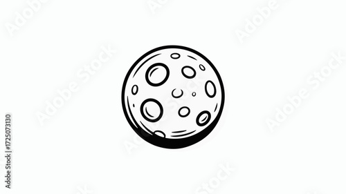 Whimsical hand-drawn moon illustration with craters, perfect for children's books, astronomy projects, or spooky Halloween themes. A versatile celestial element!
