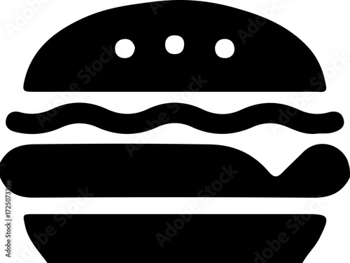 Burger and Drink Silhouette Vector Icon with Soda Cup and Hamburger Layers for Fast Food and Restaurant Menu Design