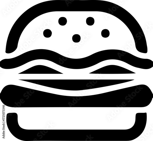 Burger and Drink Silhouette Vector Icon with Soda Cup and Hamburger Layers for Fast Food and Restaurant Menu Design