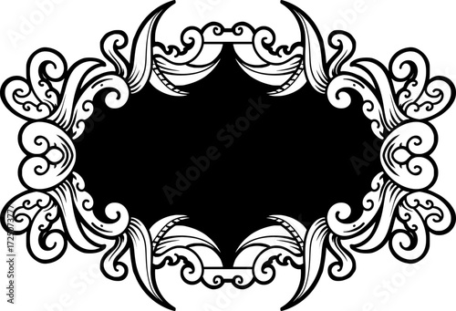 black and white luxury vintage frame ornament design