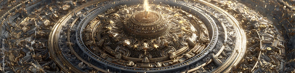Fototapeta premium Atlantean data crystal projecting ancient magnetic propulsion instructions