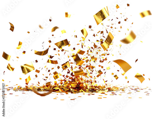Gold explosion, shards of gold, cascading fragments,  on a dark background