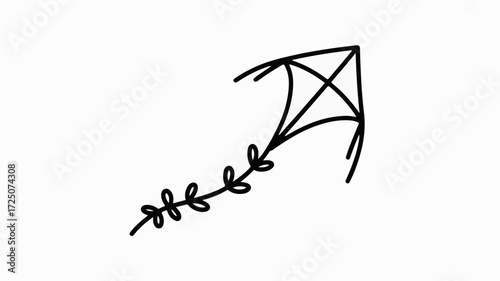 Whimsical kite with leafy tail, perfect for carefree designs and playful concepts, add a touch of nature to your projects with this charming illustration