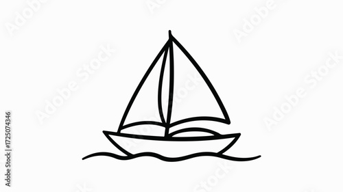 Simple sailboat illustration evokes nautical adventures and peaceful sailing, perfect for travel blogs, coastal designs, or children's books