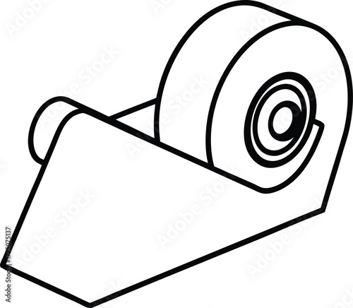 Silver Tape Dispenser Roll Inside on Transparent Background
