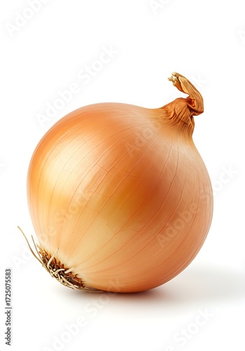 Wallpaper Mural A single golden onion with dry roots and stem on a plain white background in a studio shot Torontodigital.ca